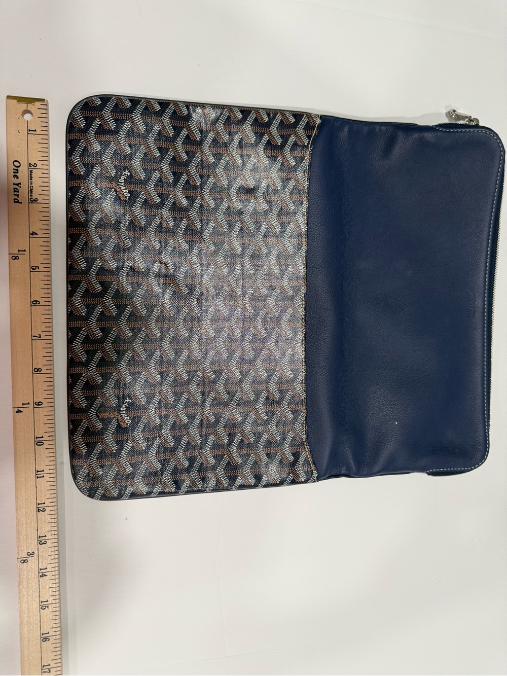 Goyard Navy and Brown Goyardine Zip Clutch - Picture 10 of 11